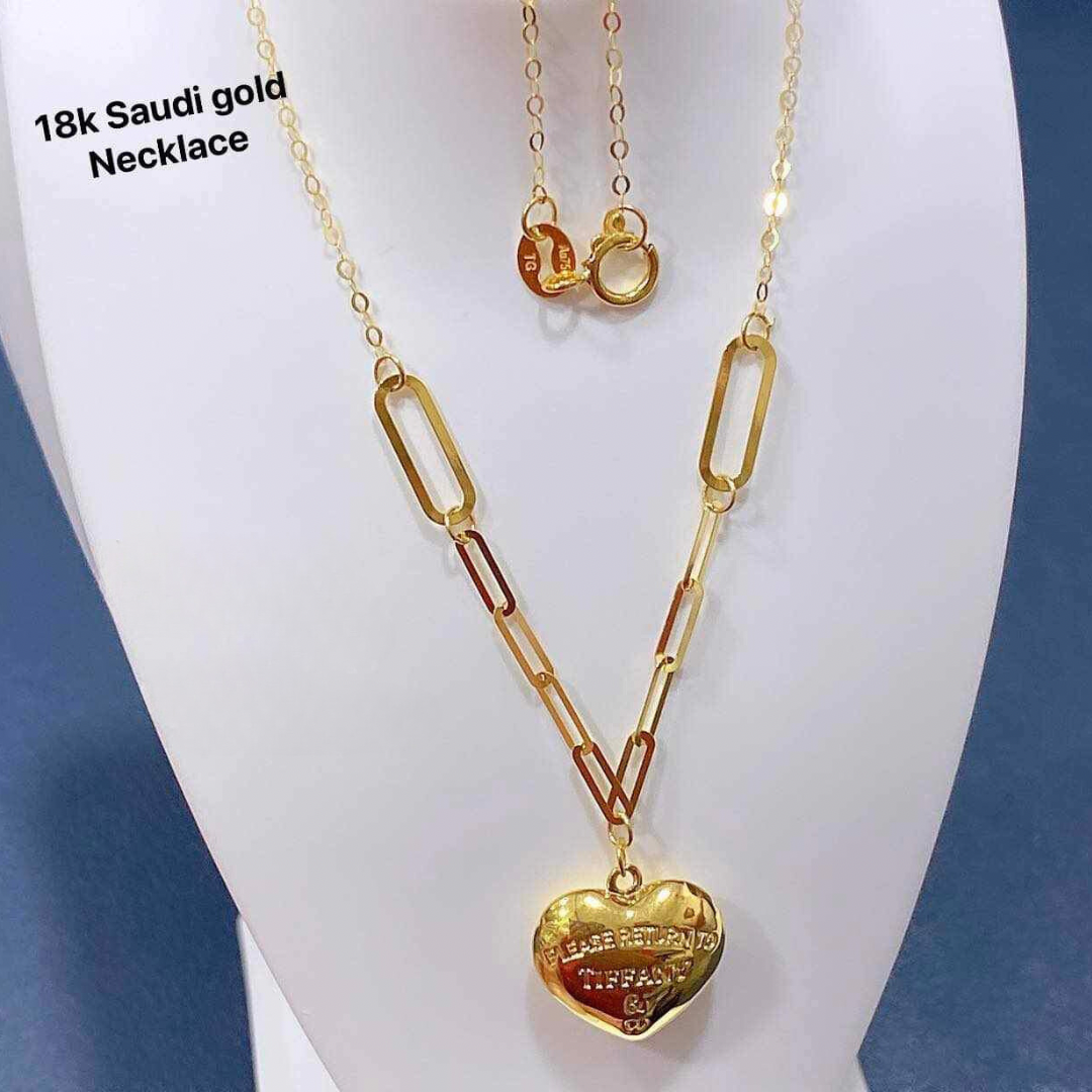 18k deals saudi solid gold heart pendant