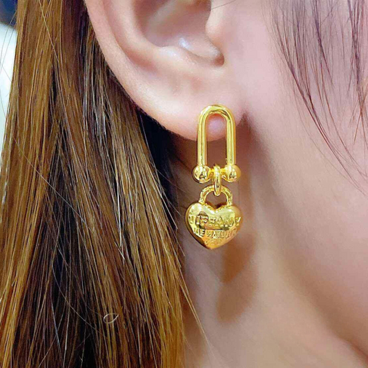 Tiffany Heart Hardware Earrings Ampaw 18k Saudi Gold