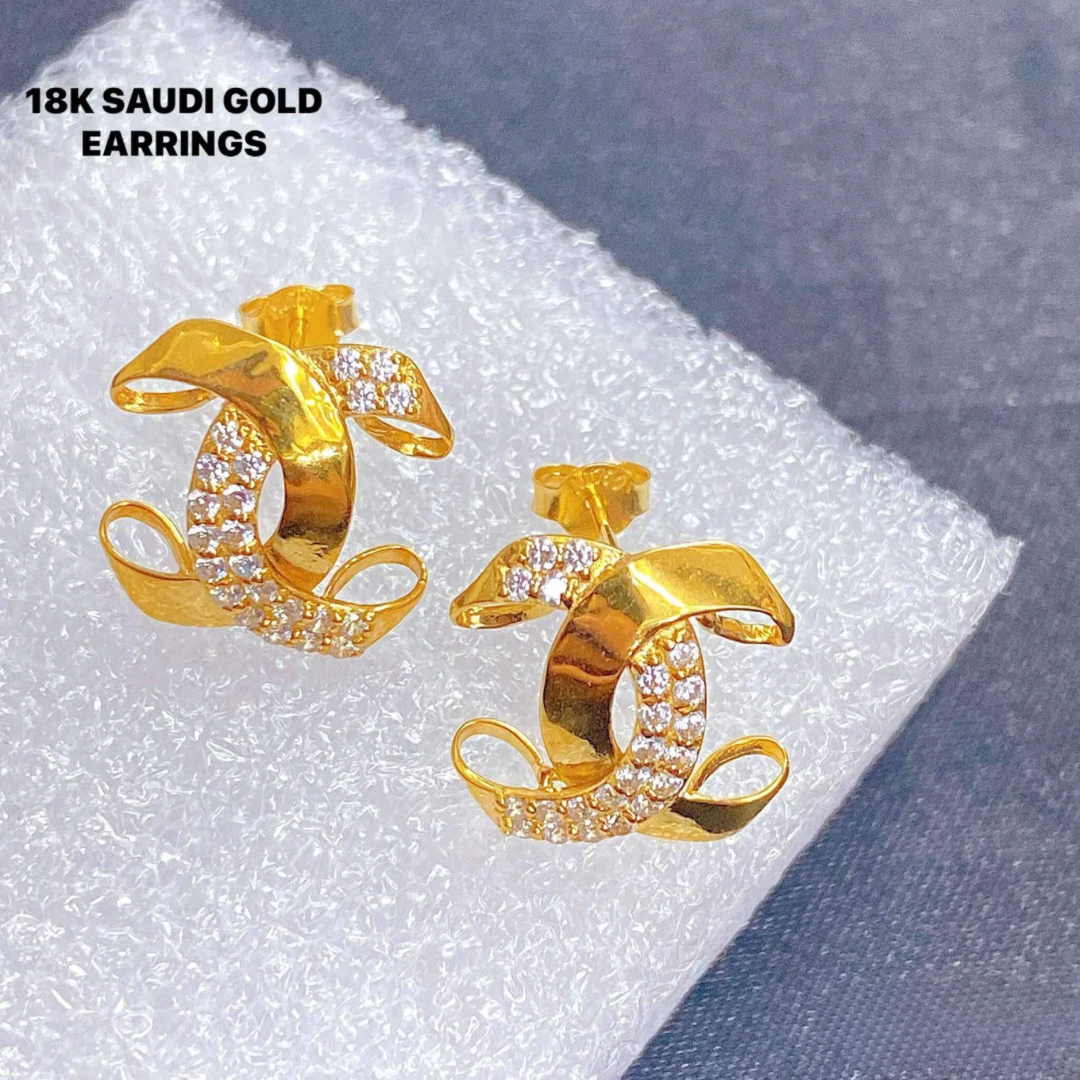 Twisted Earrings Only 18k Saudi Gold