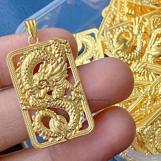 #12 Golden Dragon Pendant Solid 18k Saudi Gold