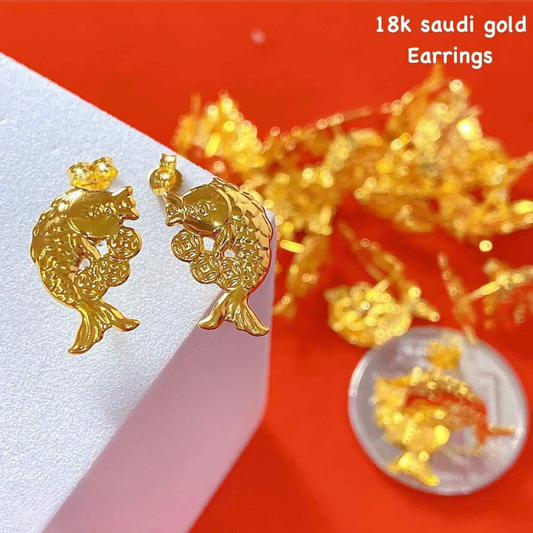 KoiFish Earrings 18k Saudi Gold