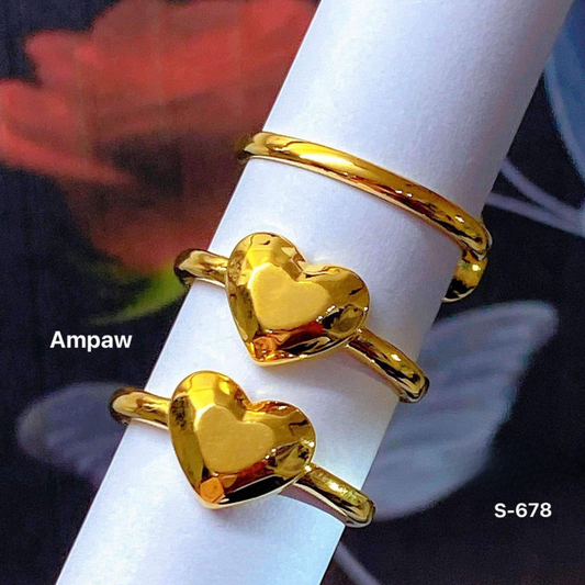 Plain Heart Ring Ampaw 18k Saudi Gold