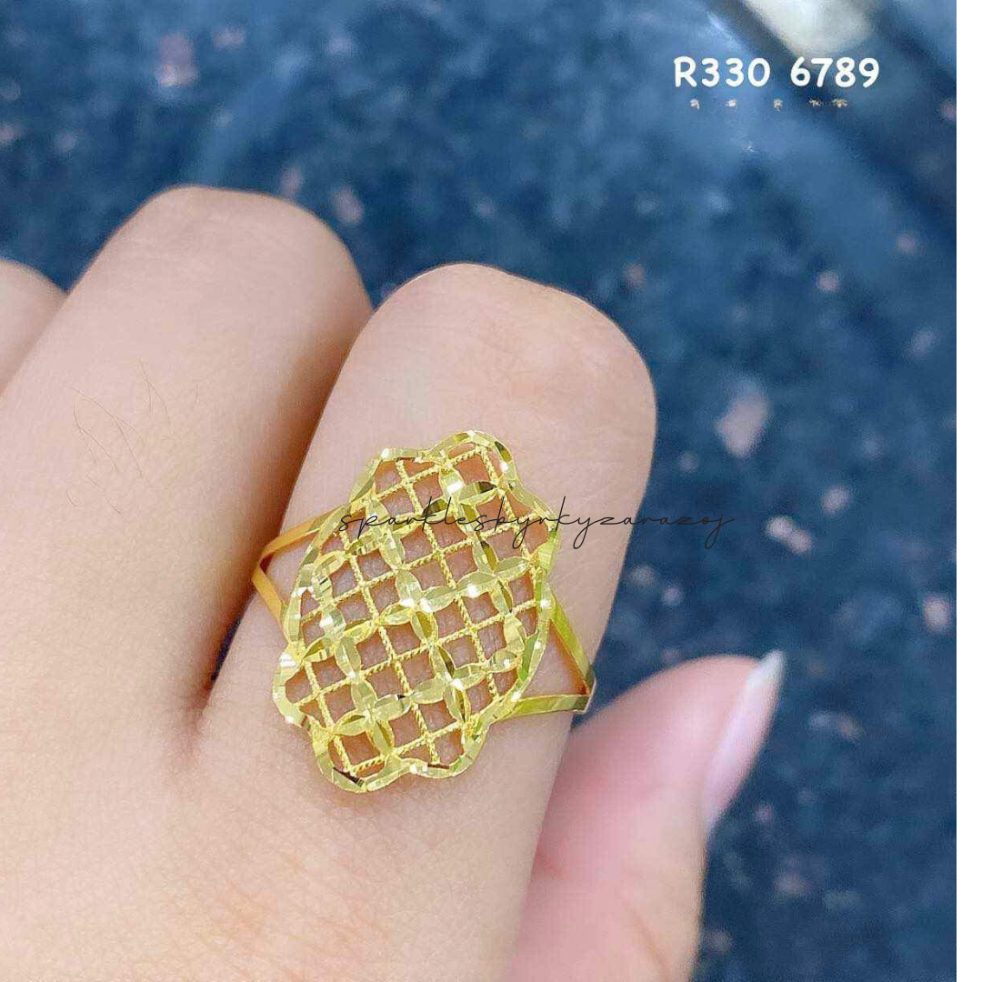 Flower Net Ring Solid 18k Saudi Gold