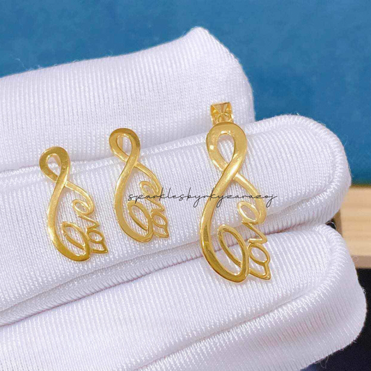 Set Infinity Love Pendant Solid 18k Saudi Gold