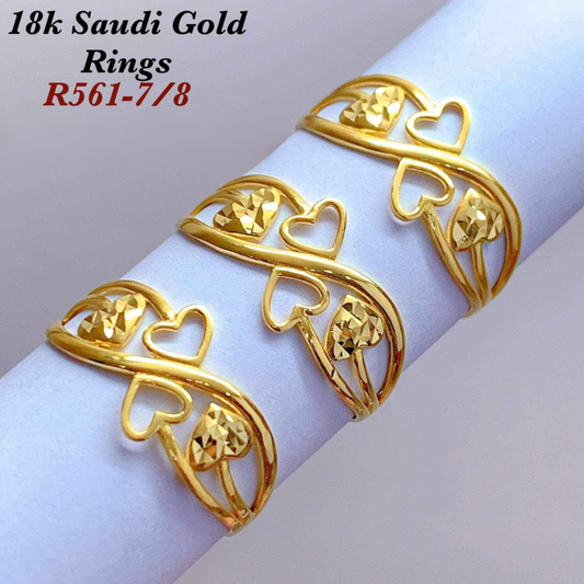 Diacut Quadro Heart Ring Solid 18k Saudi Gold