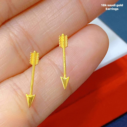 Gold Arrow Earrings 18k Saudi Gold