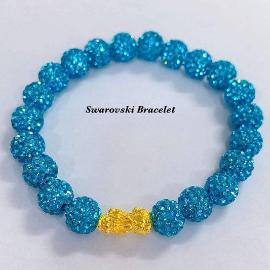 Sky Blue Swarovski Bracelet 18k Saudi Gold