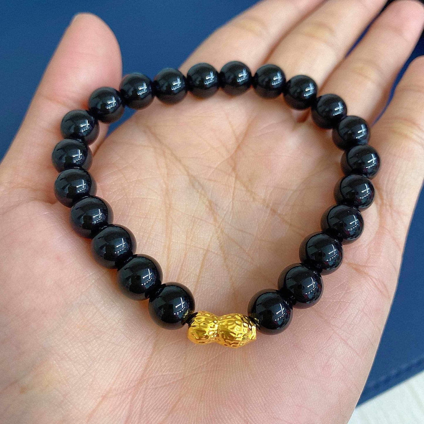 Black Onyx Piyao Bracelet Ampaw 24k Saudi Gold