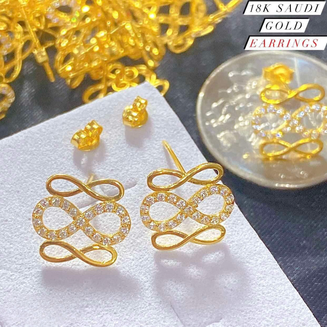 Triple Infinity Earrings 18k Saudi Gold