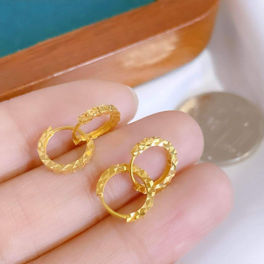 #4 Golden Diacut Earrings Solid 18k Saudi Gold