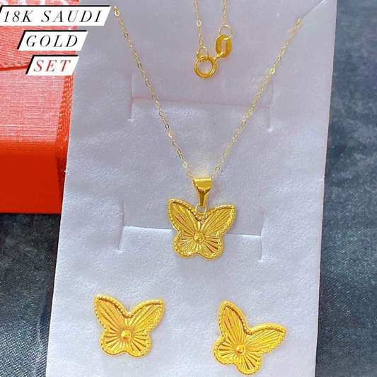 Sinag Butterfly Set Necklace & Earrings 18k Saudi Gold