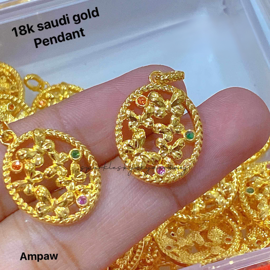 Multi Butterfly Pendant Ampaw 18k Saudi Gold