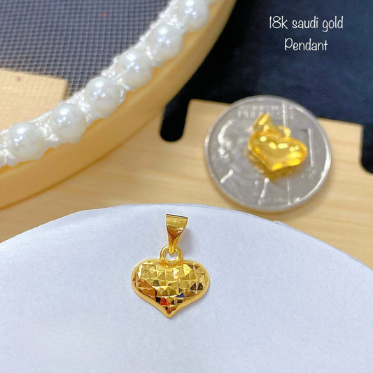 Diacut Heart Pendant 18k Saudi Gold