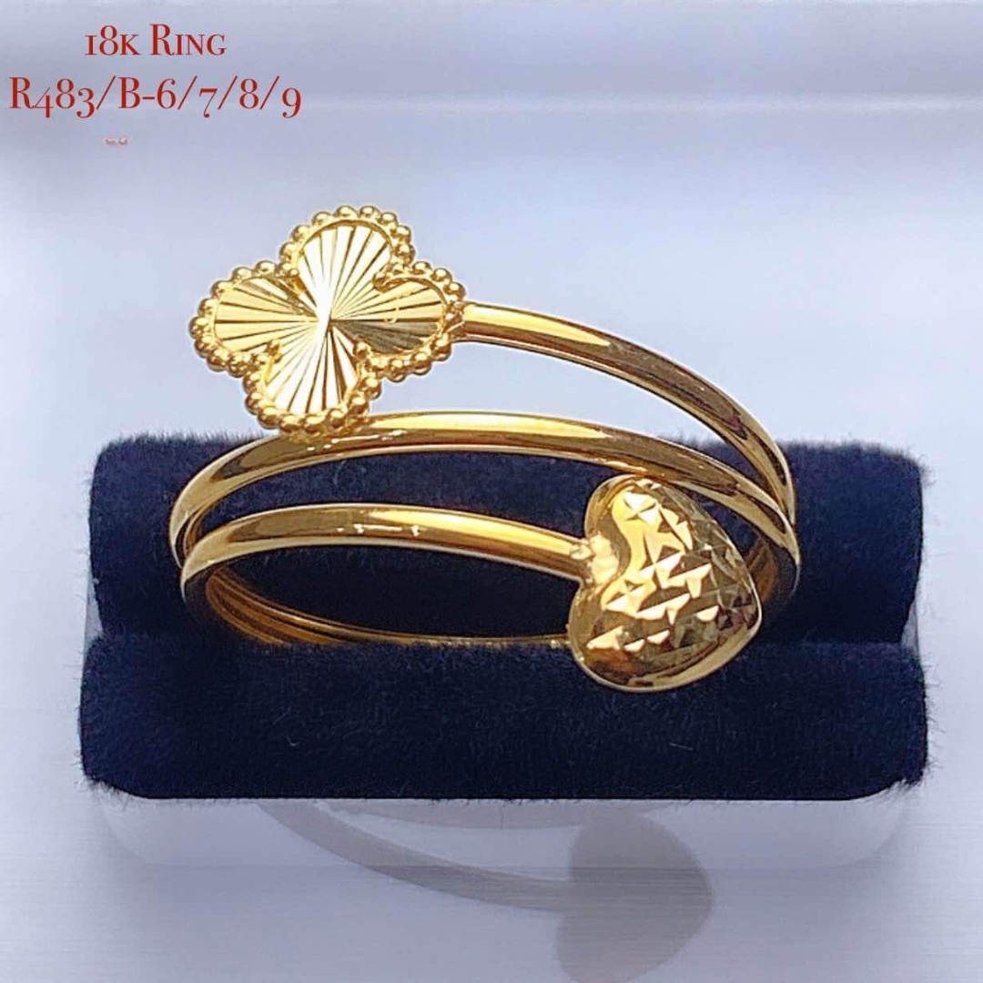 Clover x Diacut Heart Ring 18k Saudi Gold