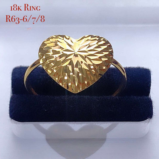 Diacut Heart Ring 18k Saudi Gold