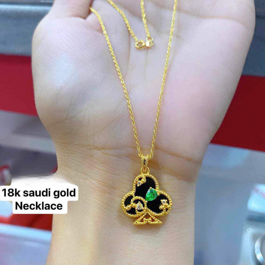 Set Speed Chain & Pendant Necklace Ampaw 18k Saudi Gold