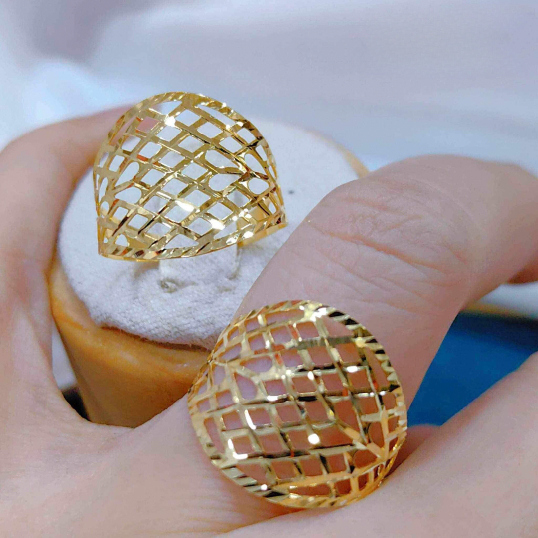 Net Style Ring Solid 18k Saudi Gold