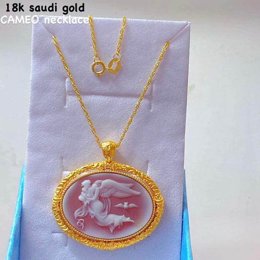 #6 Cameo Necklace 18k Saudi Gold