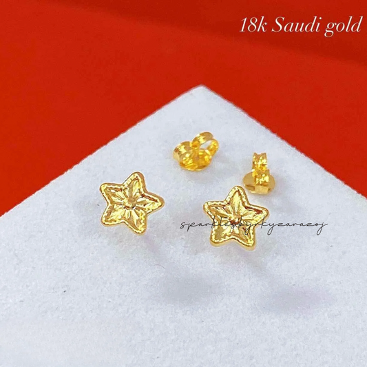 Star Earrings 18k Saudi Gold