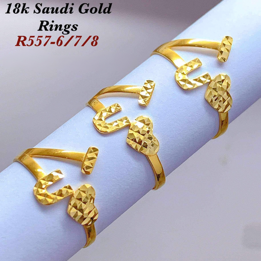 I Heart U Diacut Ring Solid 18k Saudi Gold