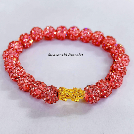 Pink Swarovski Bracelet 18k Saudi Gold