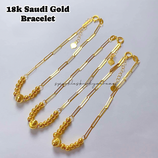 Bubble With Paperclip Bracelet 18k Saudi Gold