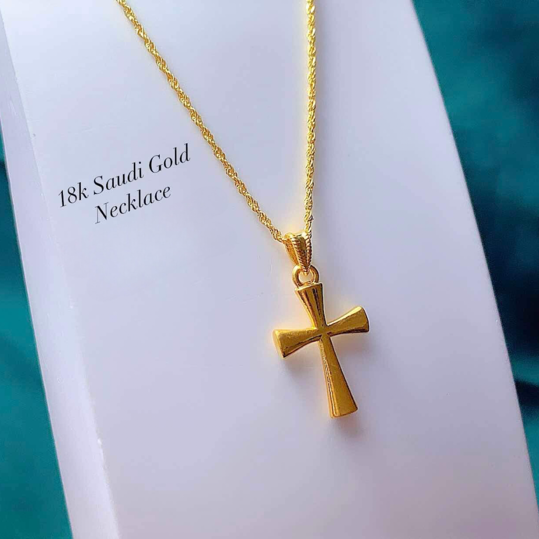 #5 Cross Pendant Only Ampaw 18k Saudi Gold