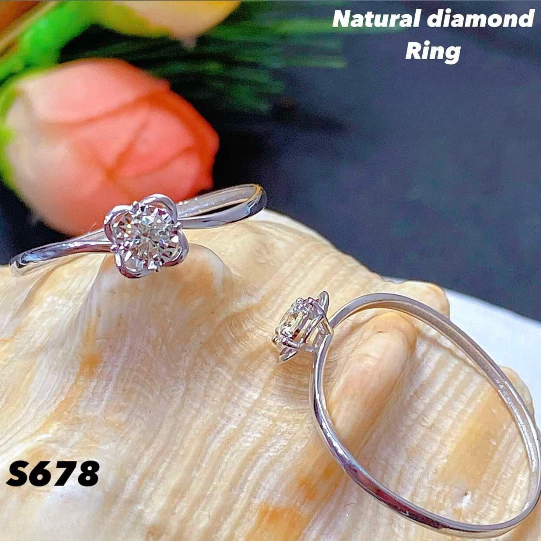 Natural Diamond Ring White Gold 18k Saudi Gold