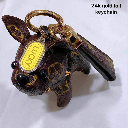 Puppy Keychain Lucky Charm 24k Gold