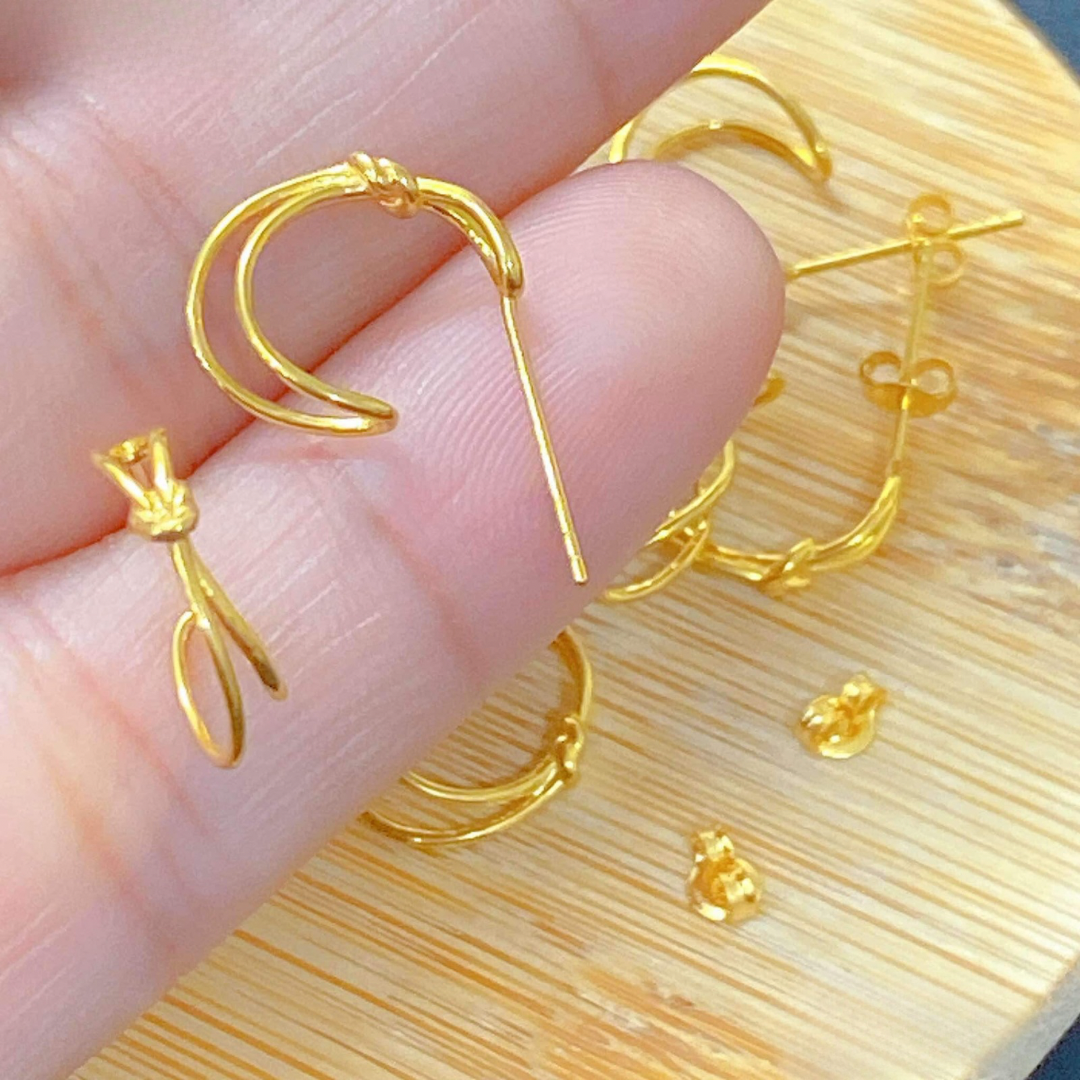 Gold Knot Earrings 18k Saudi Gold