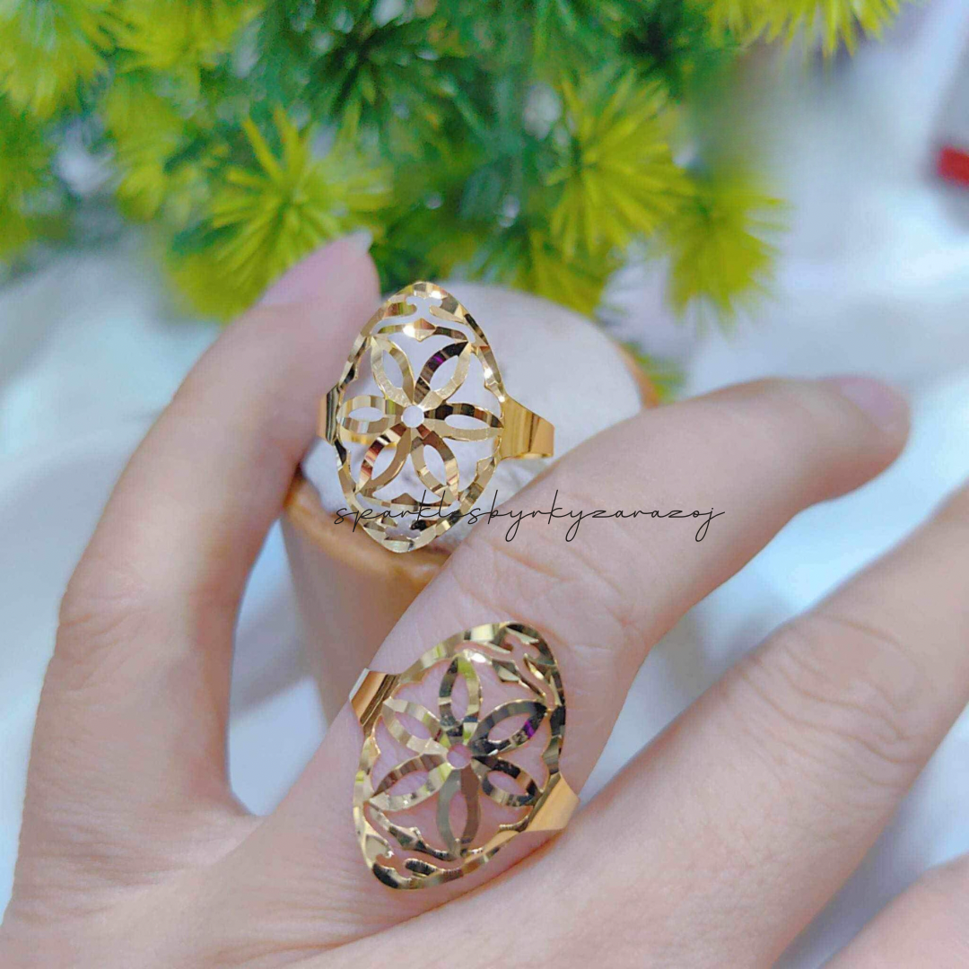 Flower of Life Ring Solid 18k Saudi Gold