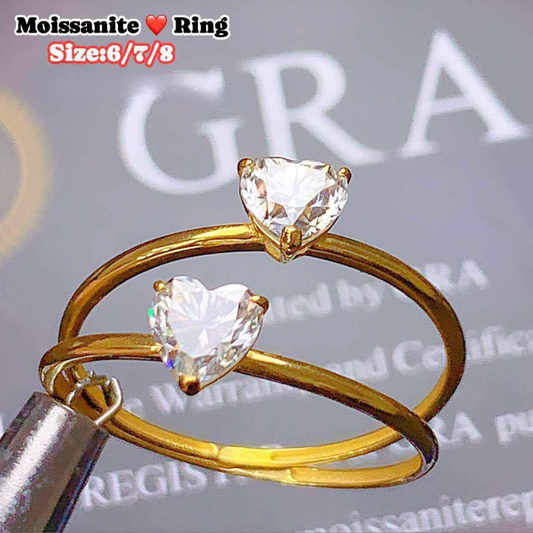 Moissanite Heart Ring 18k Saudi Gold