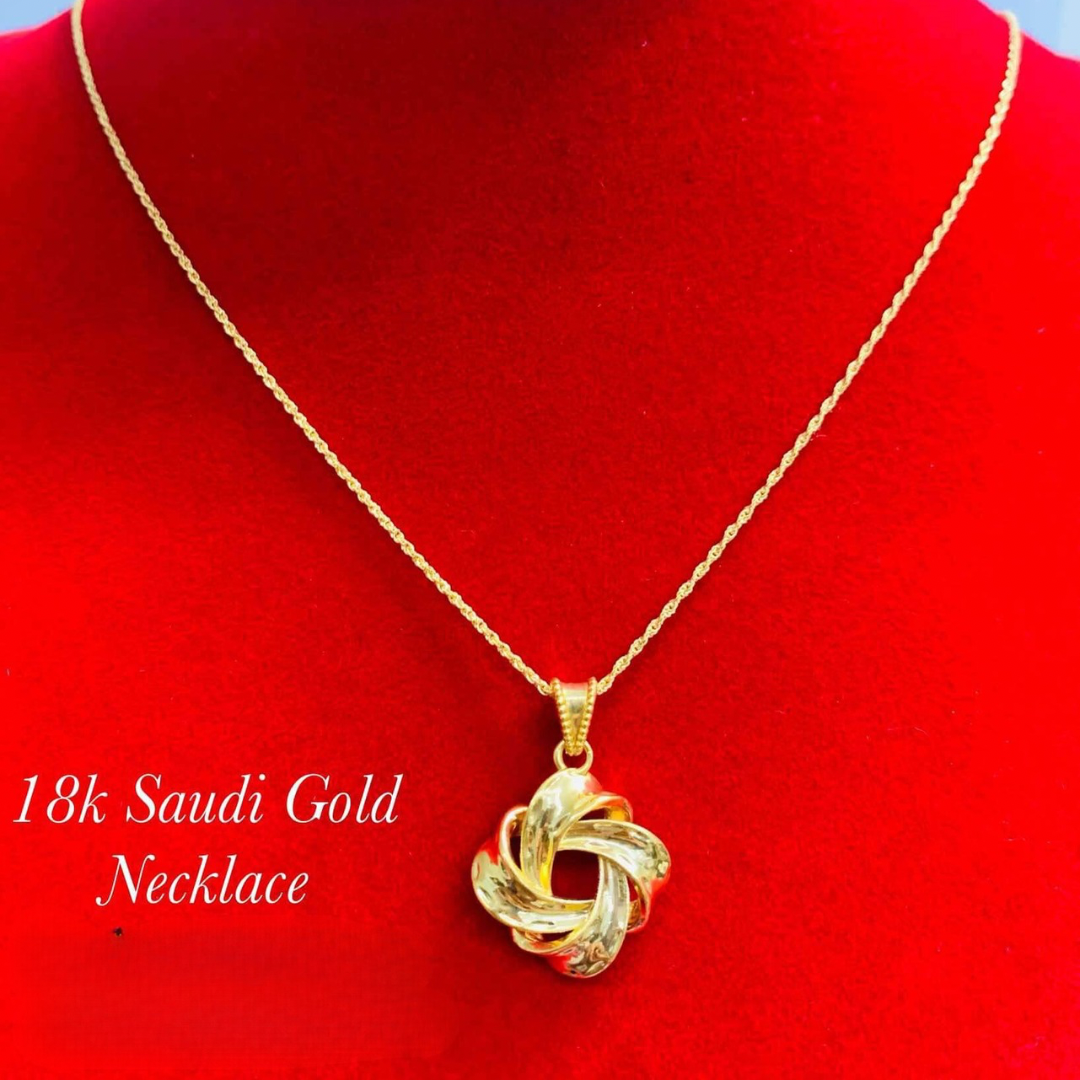 Ensaymada Necklace Set Chain & Pendant 18k Saudi Gold