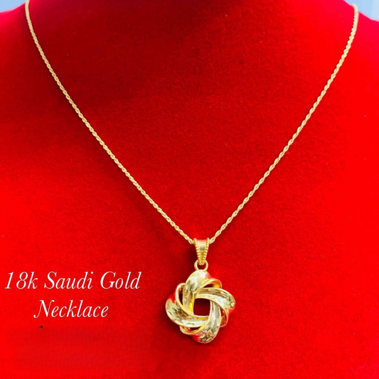 Ensaymada Necklace Set Chain & Pendant 18k Saudi Gold