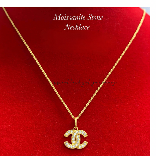 CC Moissanite Stone Pendant Only Ampaw 18k Saudi Gold