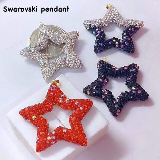 Star Swarovski Pendant 18k Saudi Gold