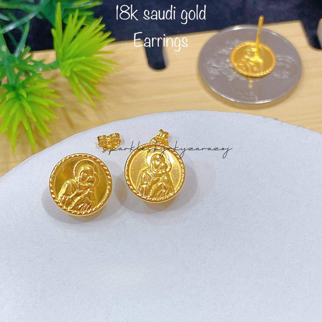 Mother & Child Earrings Only Solid 18k Saudi Gold