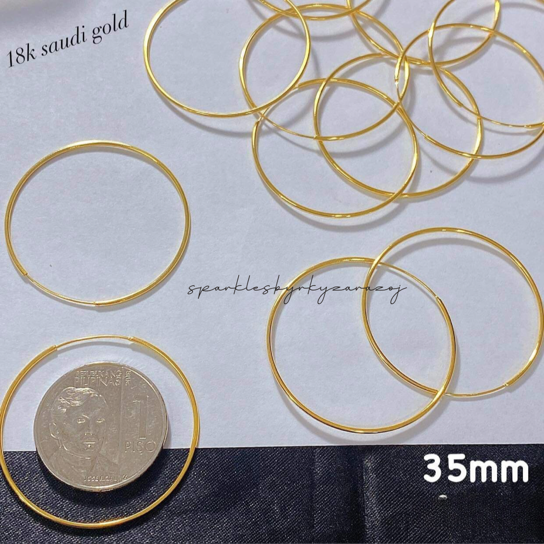 35mm Hoop Earrings 18k Saudi Gold