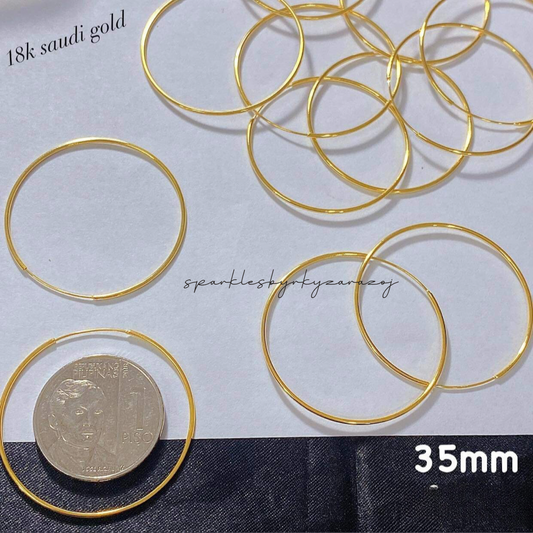 35mm Hoop Earrings 18k Saudi Gold