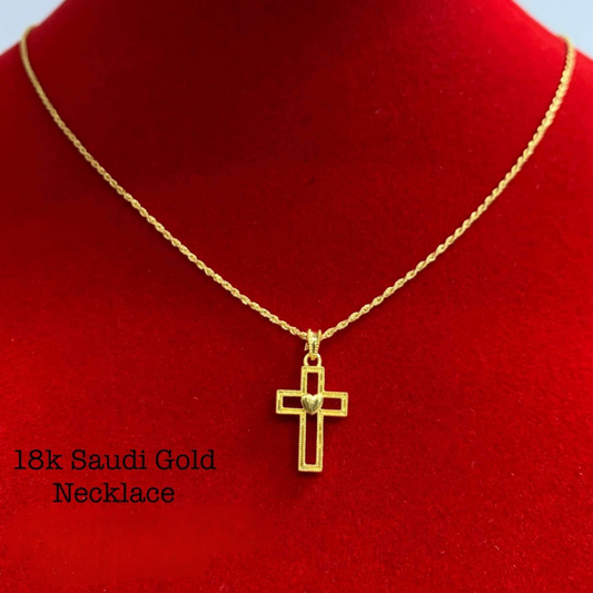 Cross Heart Pendant Only Ampaw 18k Saudi Gold