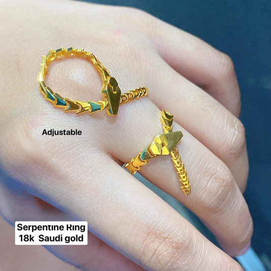 Serpentine Ring Solid 18k Saudi Gold