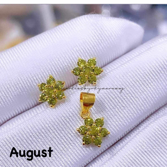 Set August Birthstone Solid 18k Saudi Gold