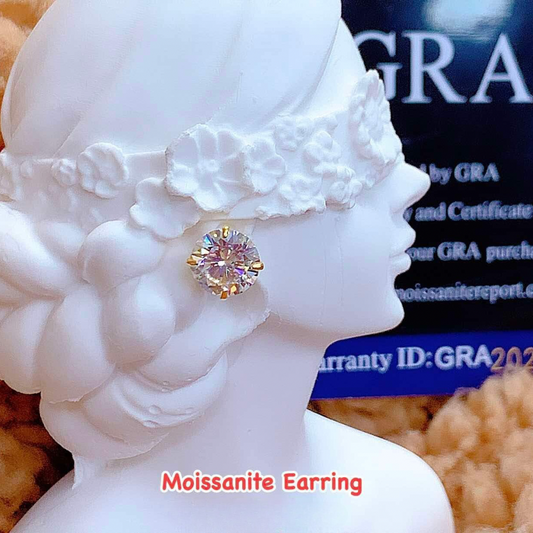 #17 Moissanite Earring 18k Saudi Gold