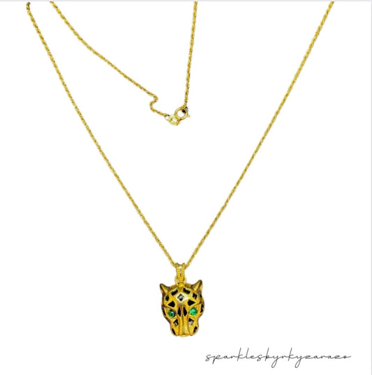 Panther necklace for men 22"rope 18k Gold