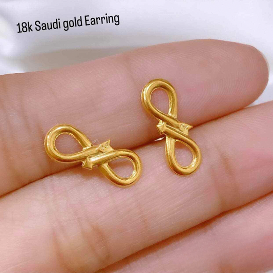 Infinity Arrow earrings solid 18k saudi gold