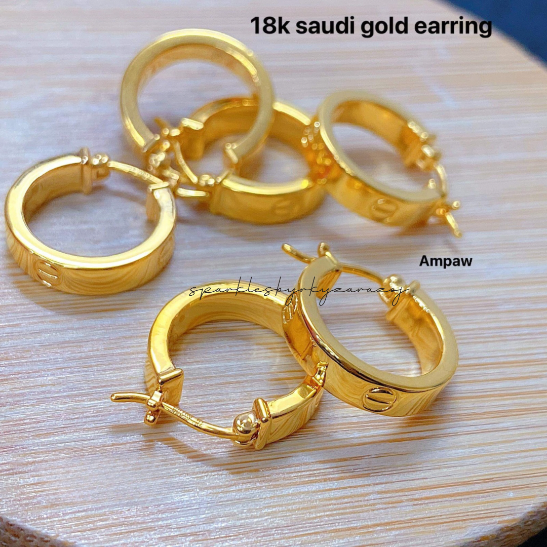 Plain Cartier Earrings Ampaw 18k Saudi gold