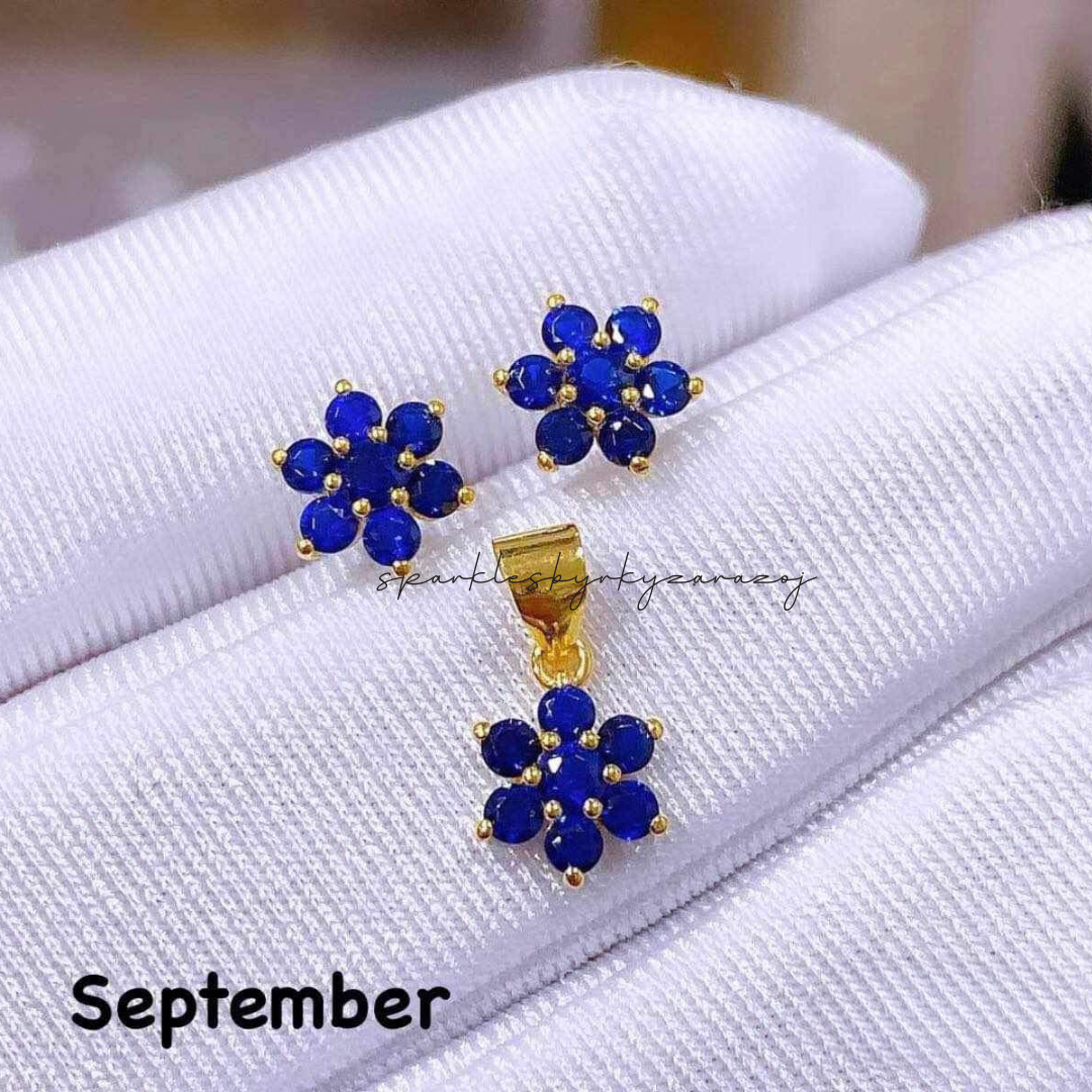 Set September Birthstone Solid 18k Saudi Gold