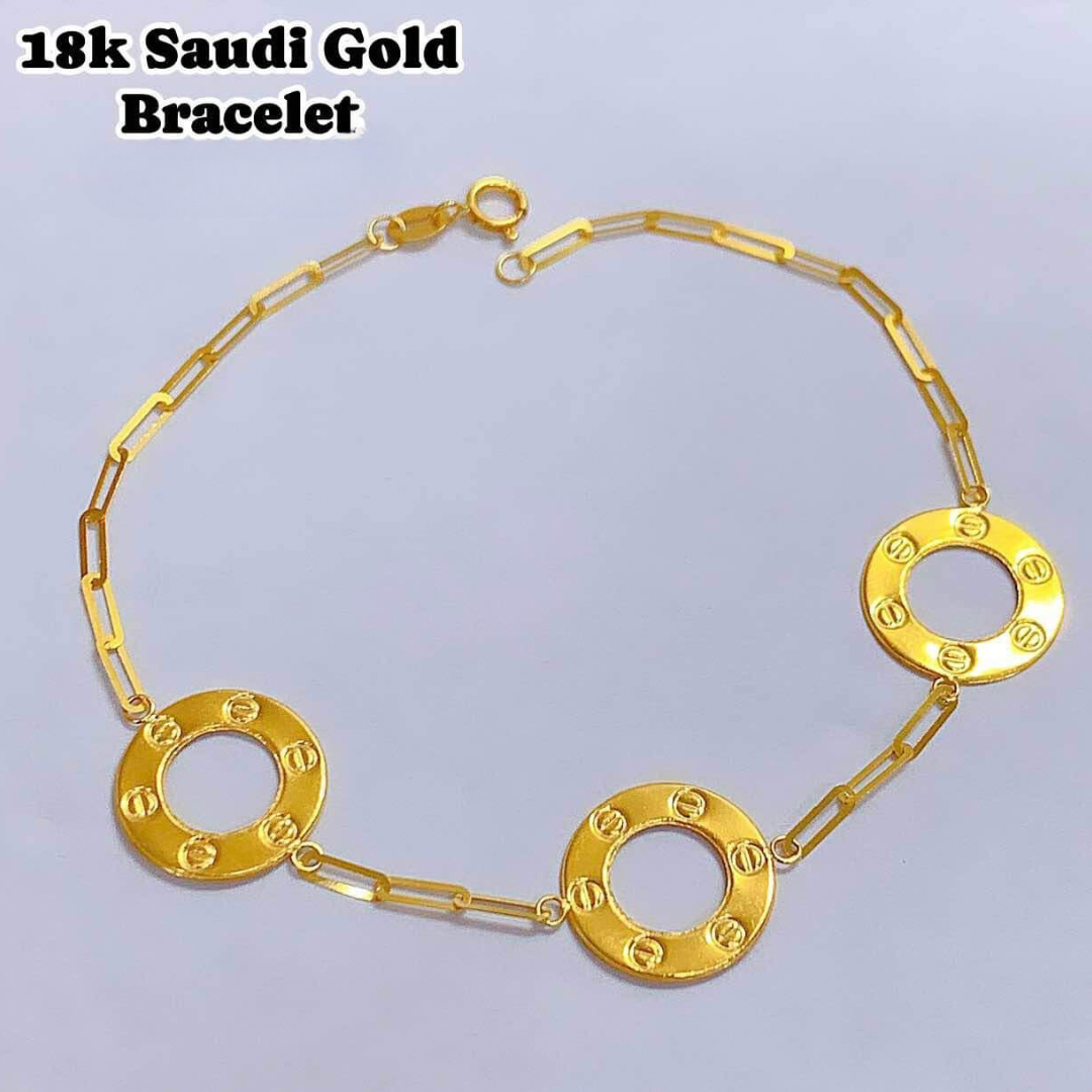 Triple Cartier Bracelet 18k Saudi Gold