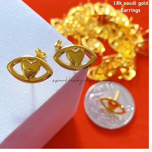 HeartEye Earrings 18k Saudi Gold