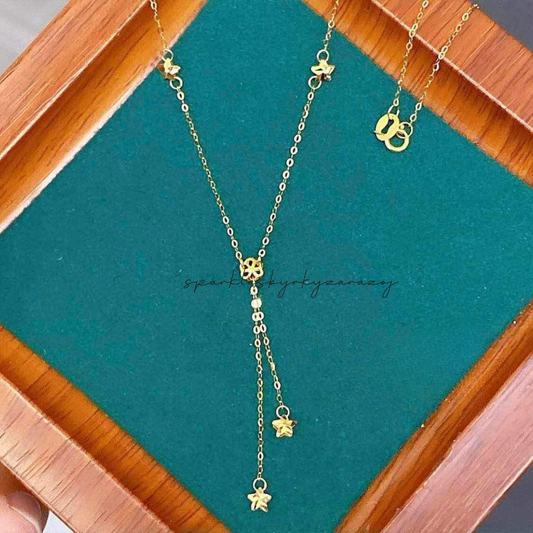 Falling Flower Necklace Solid 18k Saudi Gold